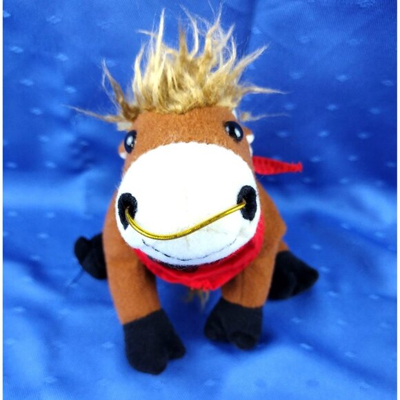 Bull Plush Earnhardt Auto Center 7 In Steer Red Bandanna Western Animal Toy - Picture 4 of 10